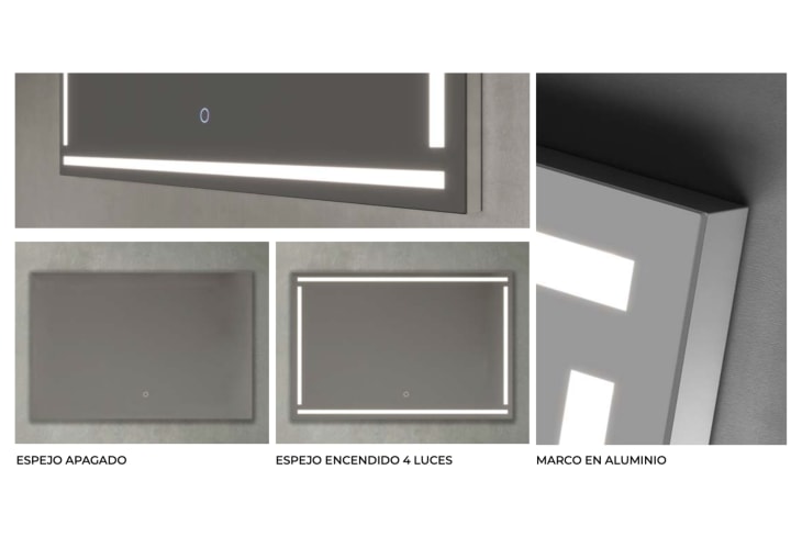 Espejo de baño con luz LED Luna gris  Ledimex Viena Detalle 2