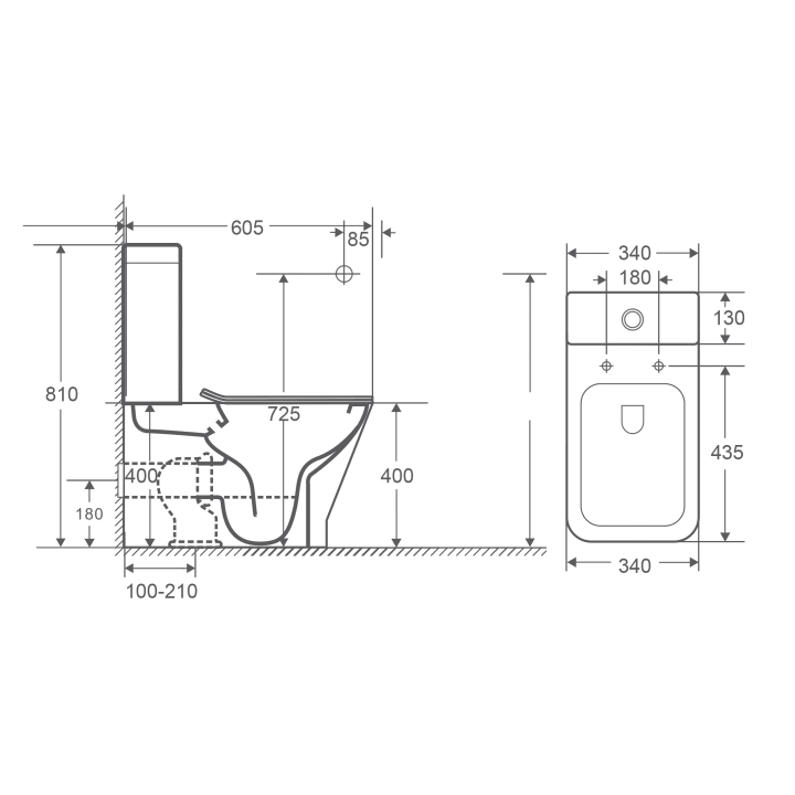 Inodoro compacto Rimless de Bruntec NEW París Croquis 6