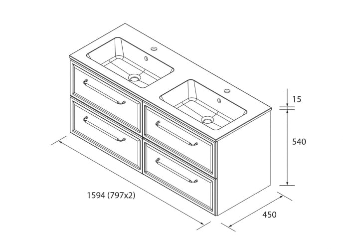 Conjunto mueble de baño Salgar Runa Croquis 16