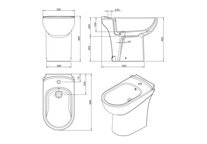 Bidé Unisan Sanindusa Proget PMR Croquis 5