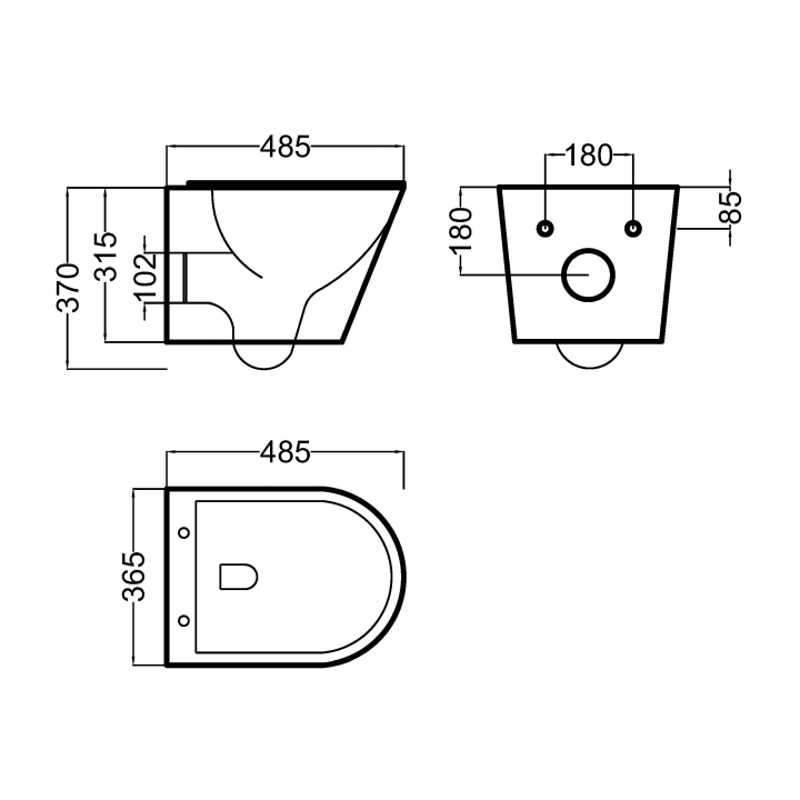 Pack inodoro suspendido + bidé suspendido Bruntec Lisboa Croquis 7