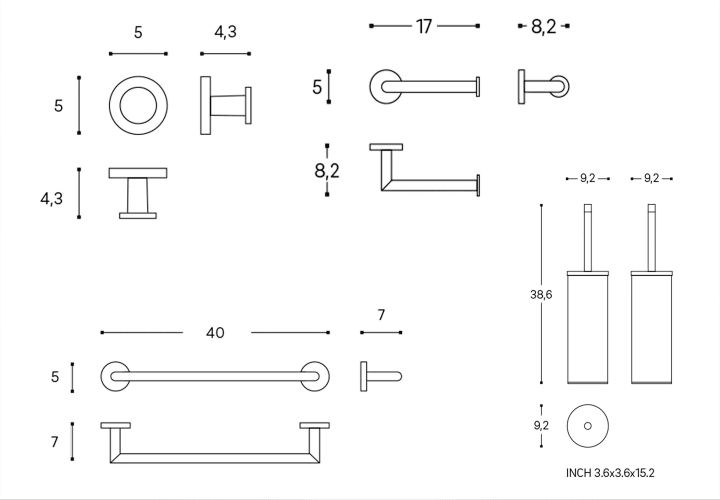 Conjunto de accesorios de baño Cosmic Start Croquis 12