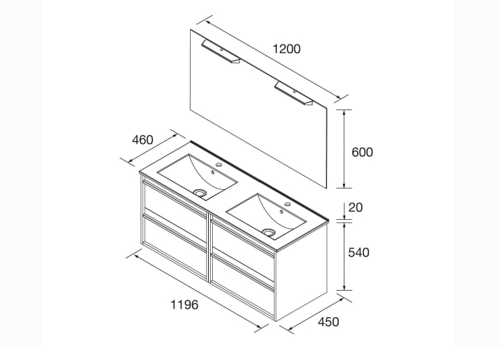 Conjunto mueble de baño Salgar Attila Croquis 14