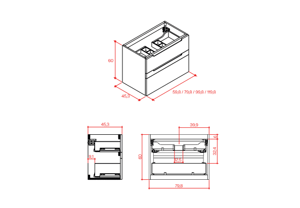 Conjunto mueble de baño Grupo Seys Marsala Croquis 3