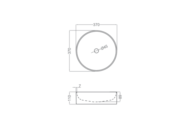 Lavabo sobre encimera Coycama Atenas Croquis 4
