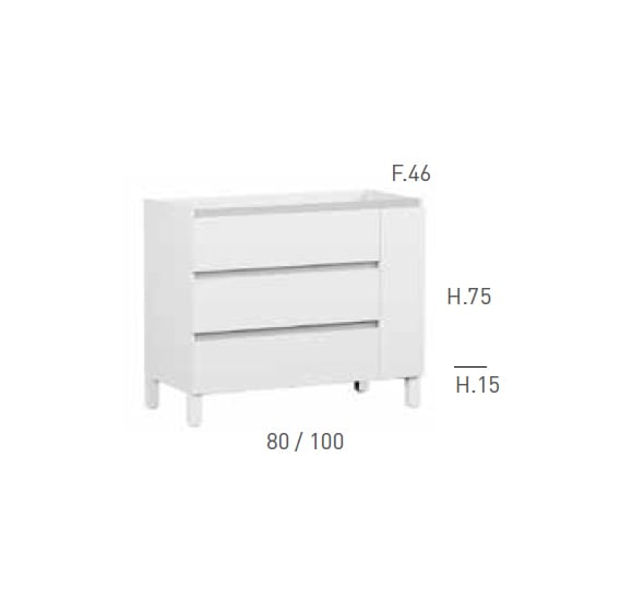 Mueble de baño con encimera de madera Campoaras Kloe Croquis 3