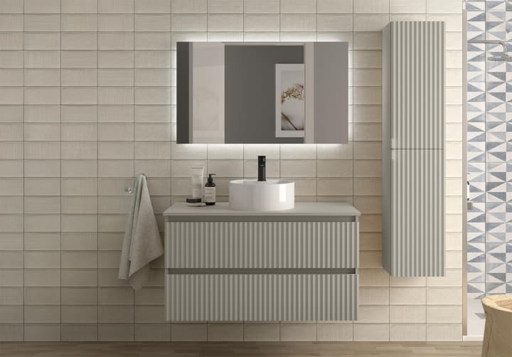 Conjunto mueble de baño Salgar Kira con lavabo sobre encimera Principal 2