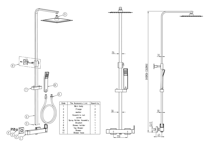 Conjunto de ducha GME Inverter C Croquis 7