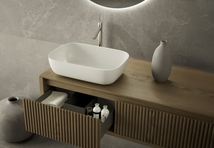 Mueble de baño madera maciza con encimera de madera Bruntec Alpes 20 Detalle 3