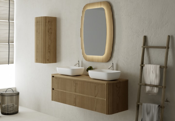 Mueble de baño con encimera de madera maciza Bruntec Baviera Principal 2