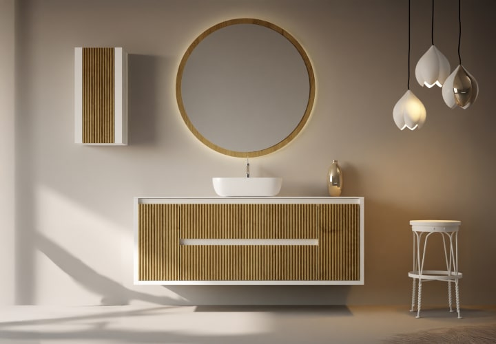 Mueble de baño con encimera de madera maciza Bruntec Alpes 13 Principal 2