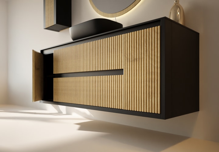 Mueble de baño con encimera de madera maciza Bruntec Alpes 13 Detalle 5