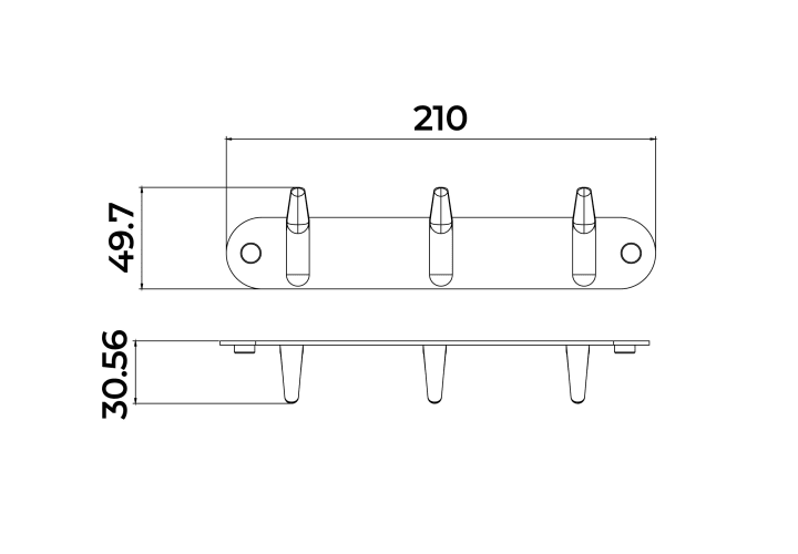 Percha de baño triple Medimex Aura Croquis 8