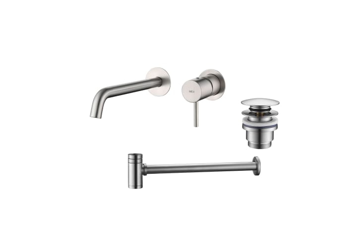 Pack grifo de lavabo empotrado Monza + Válvula click-clack + Sifón visto redondo de Imex Principal 5