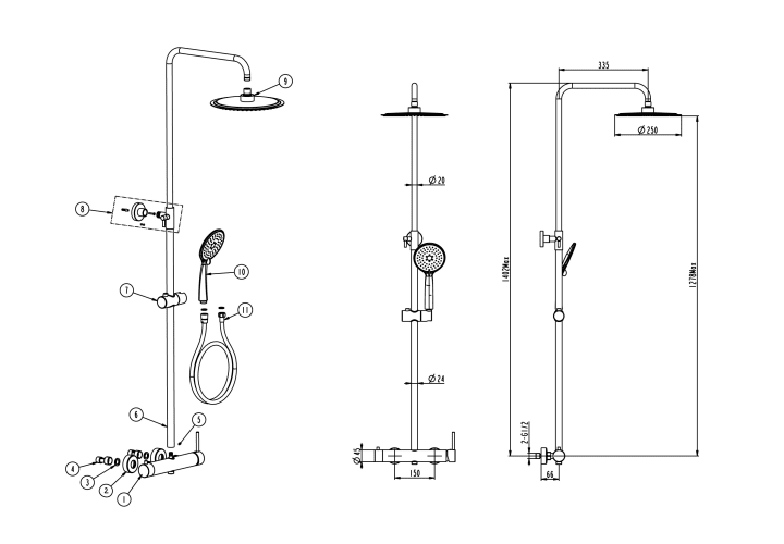 Conjunto de ducha Gme Inverter R Croquis 8