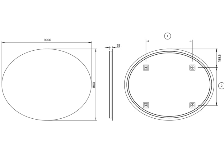 Espejo de baño con luz LED Ledimex Oval Croquis 9