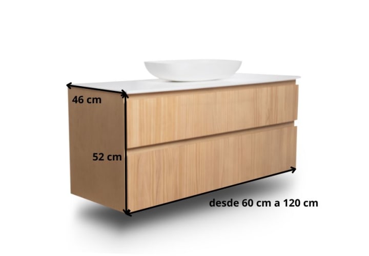 Mueble de baño madera maciza con encimera de solid surface Bruntec Alpes 1 Croquis 7