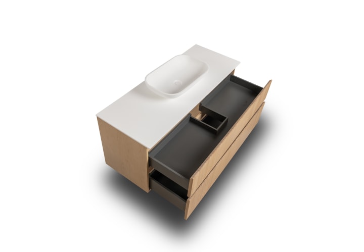 Mueble de baño madera maciza con encimera de solid surface Bruntec Alpes 1 Detalle 4