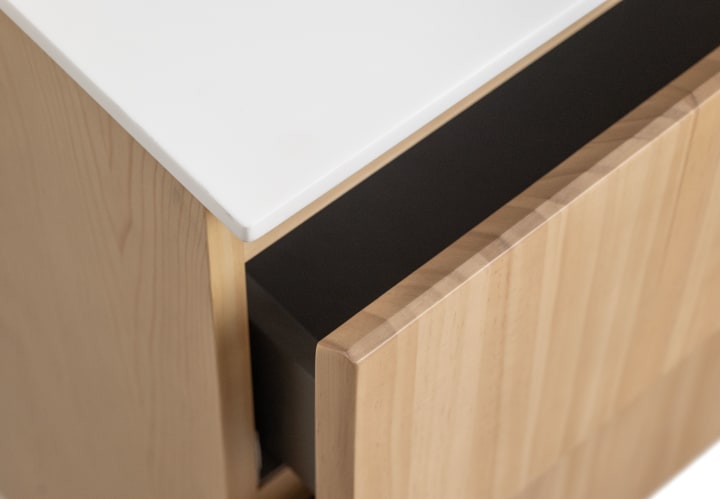 Mueble de baño madera maciza con encimera de solid surface Bruntec Alpes 1 Detalle 5