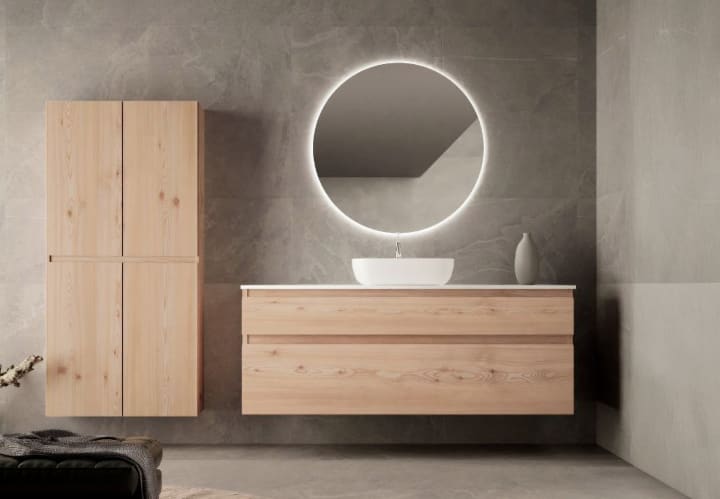 Mueble de baño madera maciza con encimera de solid surface Bruntec Alpes 1 Principal 1