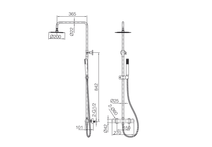 Conjunto de ducha y baño Imex Génova Croquis 17