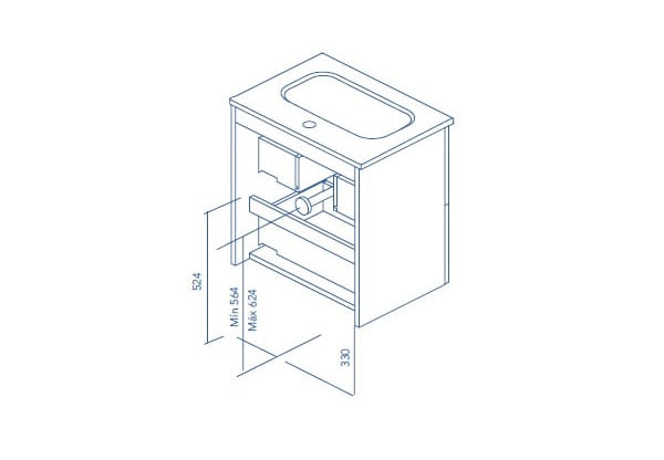 Conjunto completo mueble de baño fondo reducido 35 cm Royo Street Croquis 8