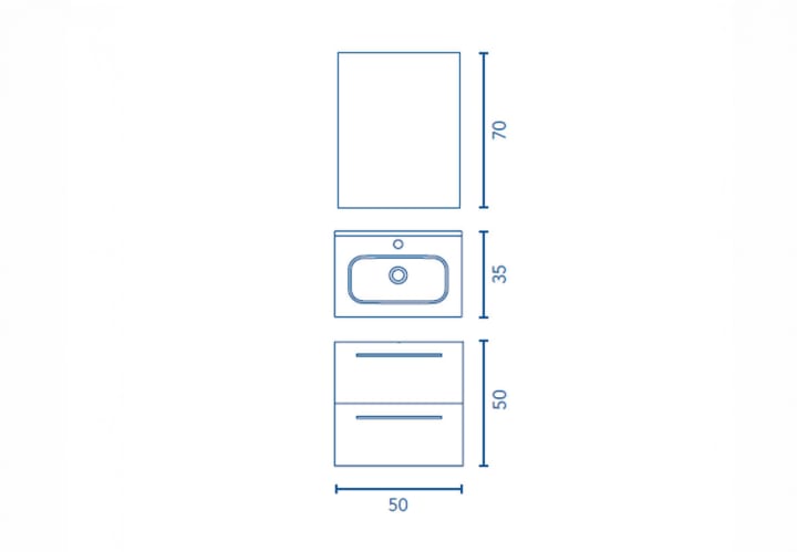 Conjunto completo mueble de baño fondo reducido 35 cm Royo Street Croquis 9