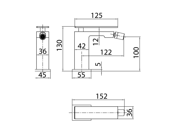 Grifo de bidé Imex Pisa Croquis 4