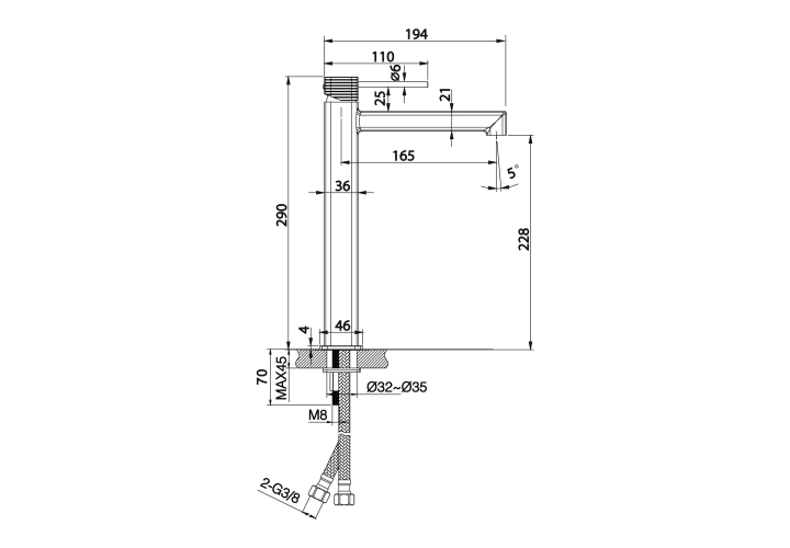 Grifo de lavabo Imex Firenze Croquis 9