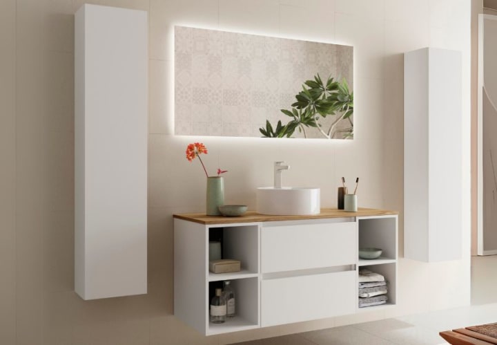 Conjunto mueble de baño con lavabo sobre encimera Salgar Bequia Principal 1