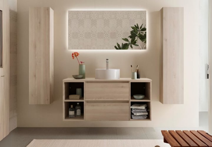 Conjunto mueble de baño con lavabo sobre encimera Salgar Bequia Principal 4