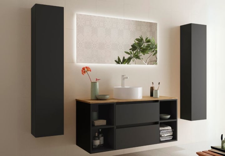 Conjunto mueble de baño con lavabo sobre encimera Salgar Bequia Principal 2