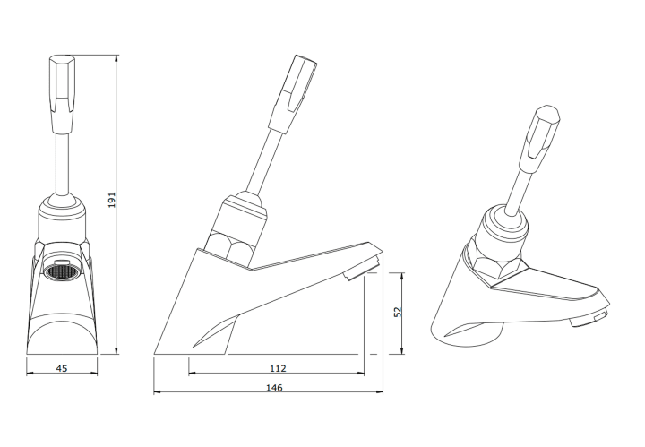 Grifo de lavabo temporizado Unisan Eco PMR Croquis 1