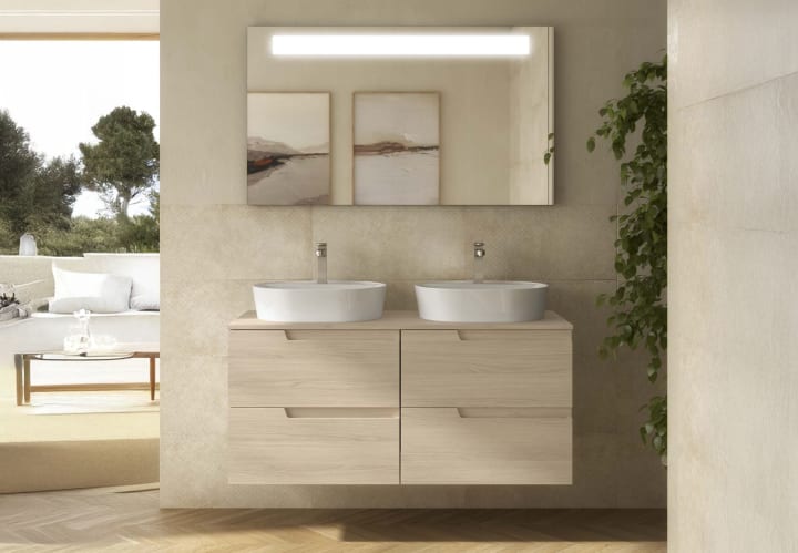 Mueble de baño con encimera del mismo color que le mueble Salgar Vima Principal 2