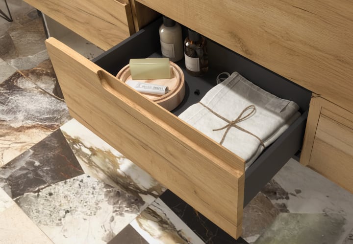 Mueble de baño con encimera del mismo color que le mueble Salgar Vima Detalle 4