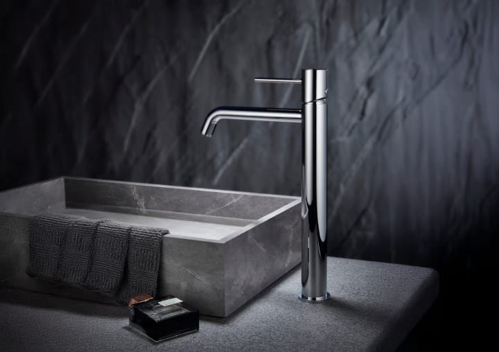 Pack Grifo de lavabo caño alto Imex Monza + Válvula click-clack Ambiente 8