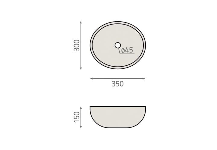 Lavabo sobre encimera BHD Dover Croquis 3