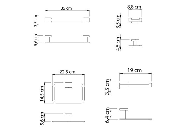 Conjunto de accesorios de baño Gedy Atena Croquis 6