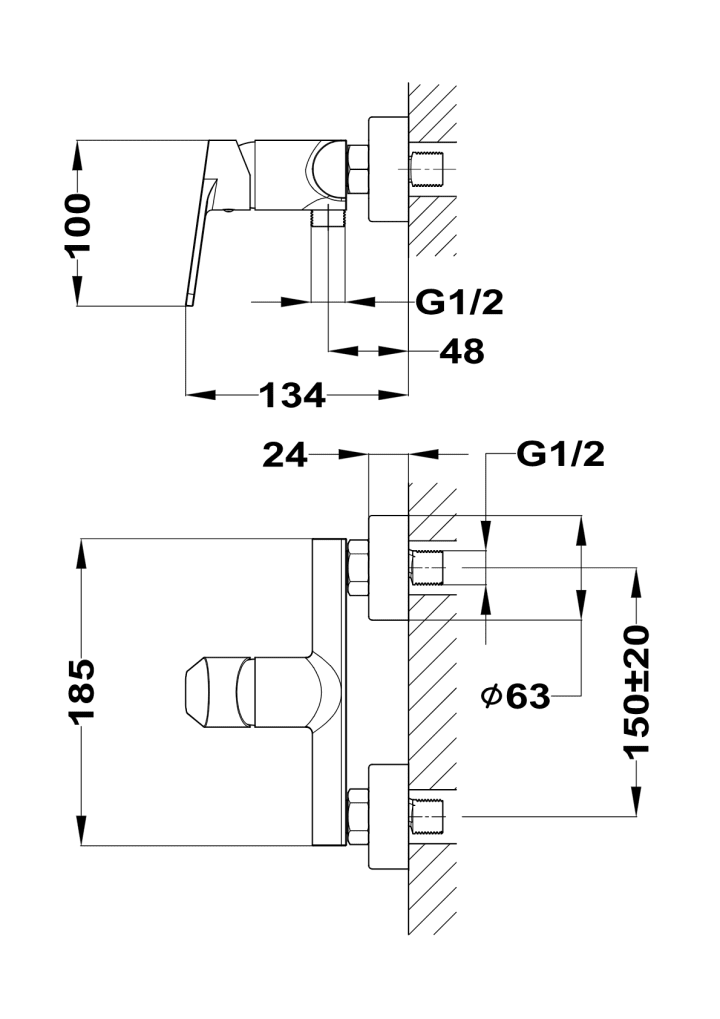 Grifo de ducha Strohm Teka Manacor Croquis 4