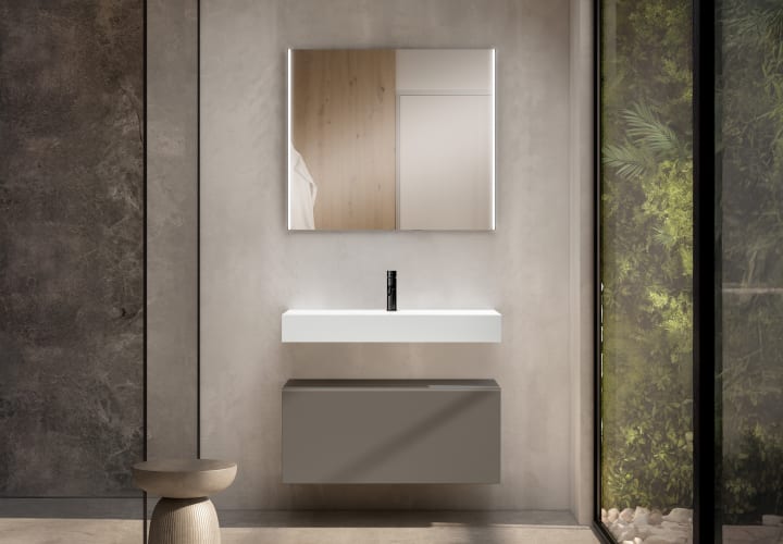 Conjunto mueble de baño Viso con lavabo de cerámica 12 cm de altura y cajonera Nomad Principal 2