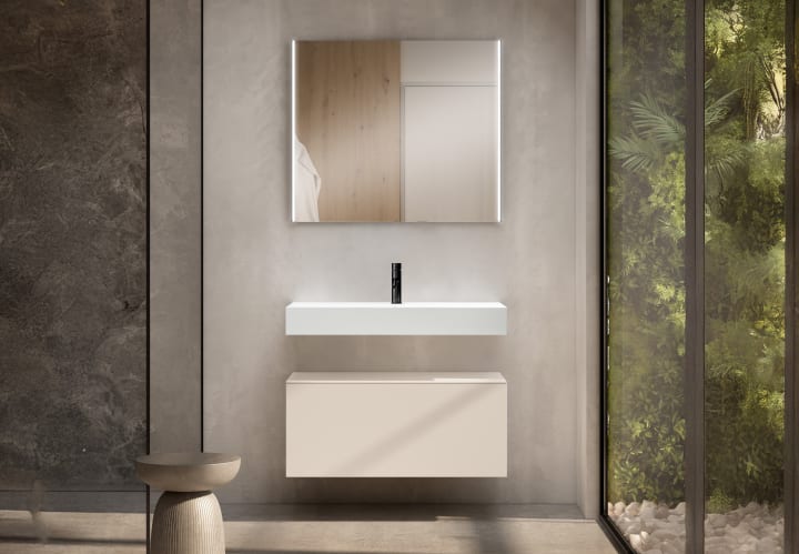 Conjunto mueble de baño Viso con lavabo de cerámica 12 cm de altura y cajonera Nomad Principal 7