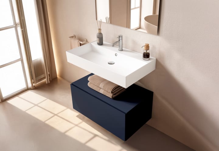 Conjunto mueble de baño Viso con lavabo de cerámica 12 cm de altura y cajonera Nomad Principal 6
