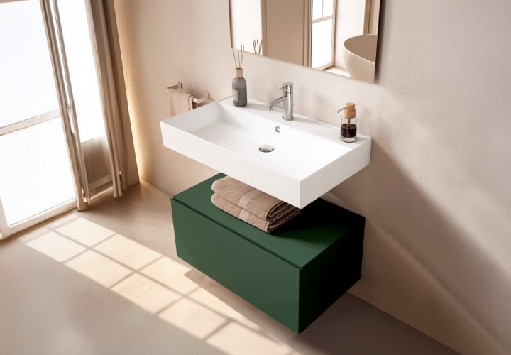 Conjunto mueble de baño Viso con lavabo de cerámica 12 cm de altura y cajonera Nomad Principal 9