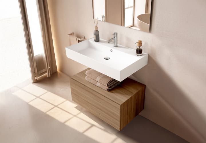 Conjunto mueble de baño Viso con lavabo de cerámica 12 cm de altura y cajonera Nomad Principal 11