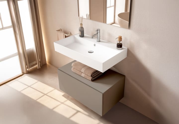 Conjunto mueble de baño Viso con lavabo de cerámica 12 cm de altura y cajonera Nomad Principal 10