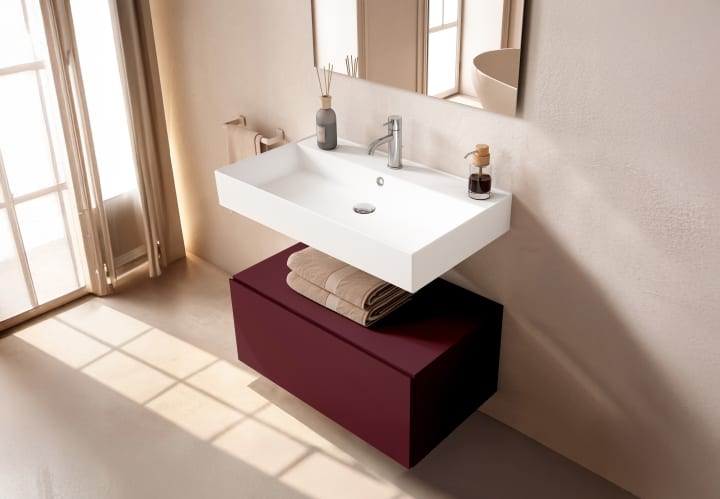 Conjunto mueble de baño Viso con lavabo de cerámica 12 cm de altura y cajonera Nomad Principal 12