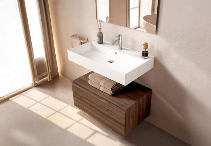 Conjunto mueble de baño Viso con lavabo de cerámica 12 cm de altura y cajonera Nomad Principal 8