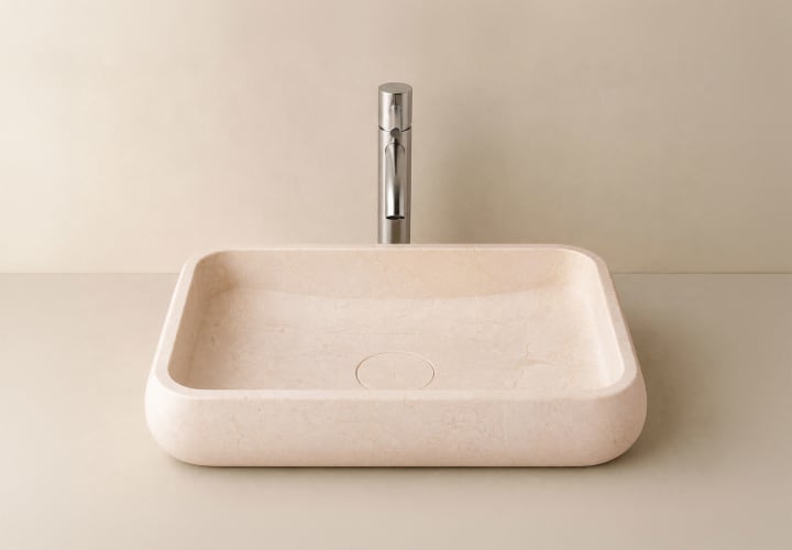 Lavabo de mármol natural Bruntec Rubí Ambiente 2