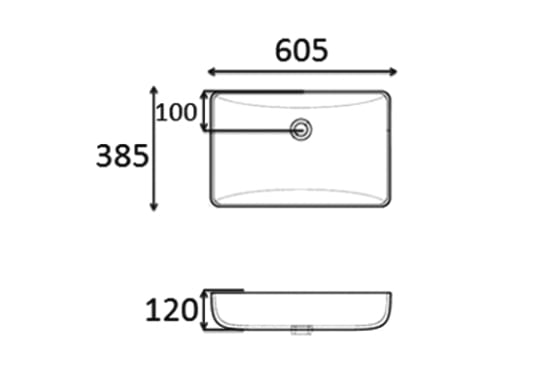 Lavabo sobre encimera Bruntec Boston Croquis 2