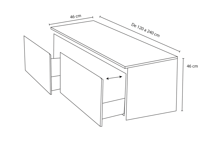 Mueble de baño madera maciza con encimera de madera Bruntec Alpes 4 Croquis 5